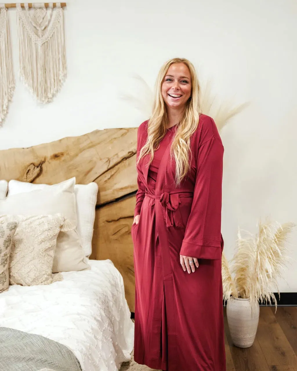 🍷 Robe Bamboo Long | Cherry Wine Red 🍷