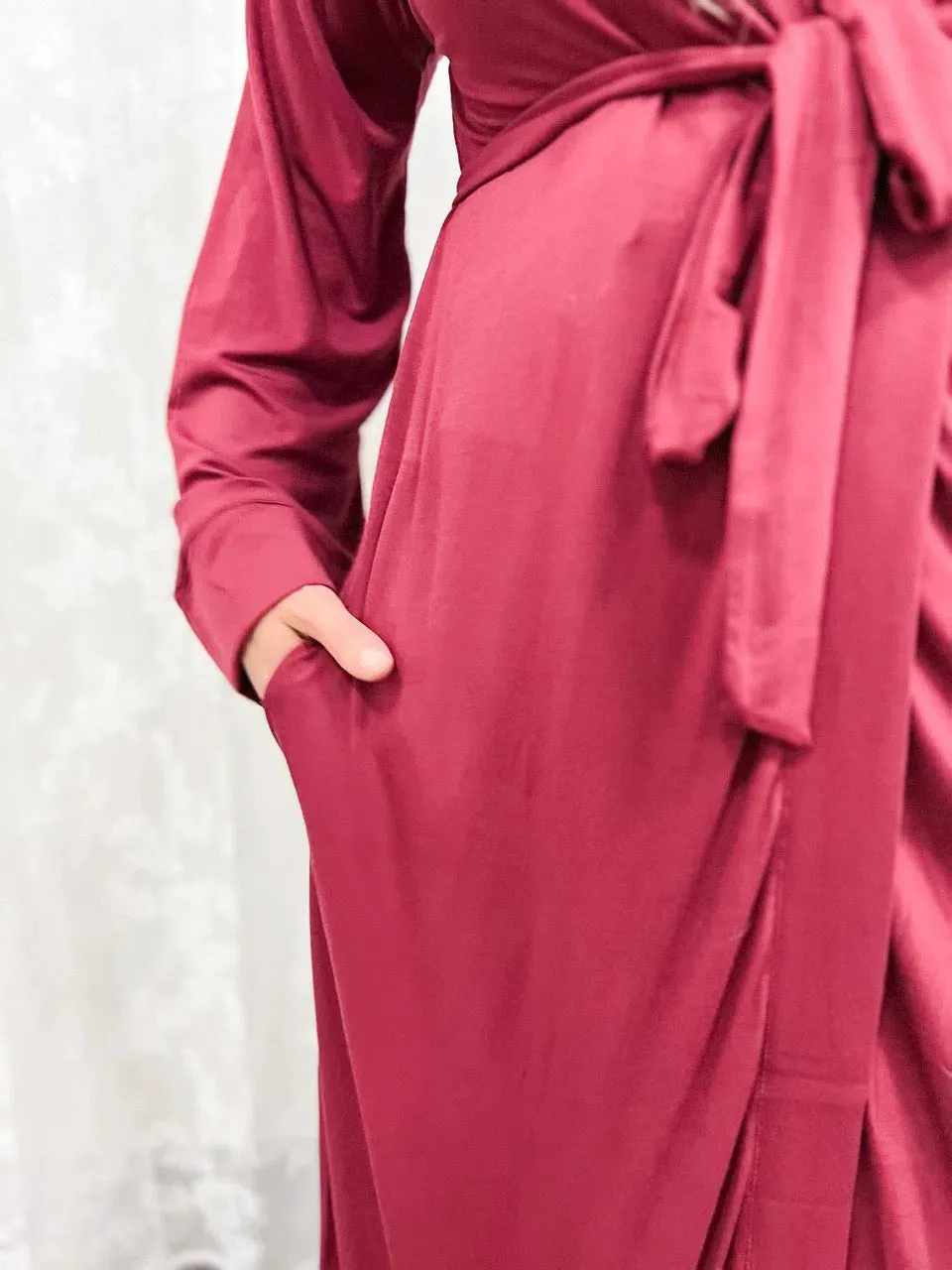 🍷 Robe Bamboo Long | Cherry Wine Red 🍷