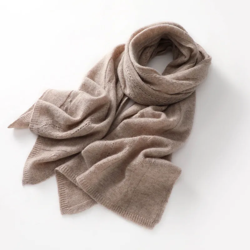100% Cashmere Knitted Wrap Shawl Large Scarf for Women Travel