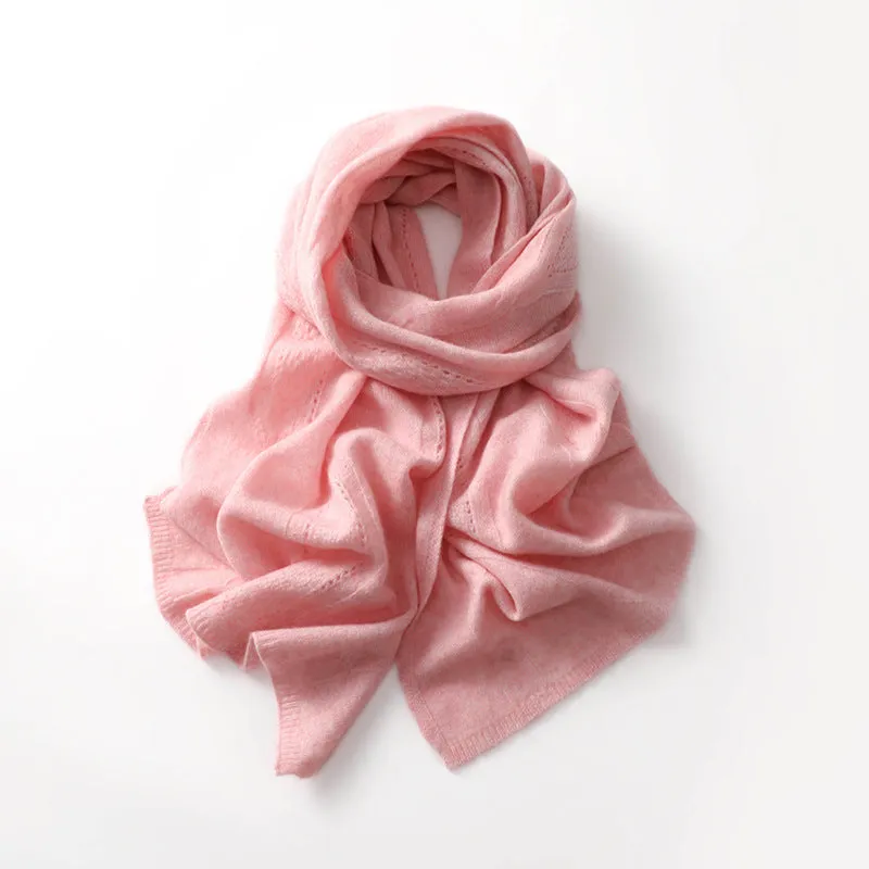 100% Cashmere Knitted Wrap Shawl Large Scarf for Women Travel