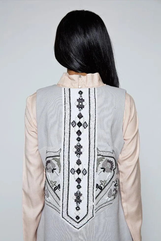 AAVA Long Hand-Embroidered Vest