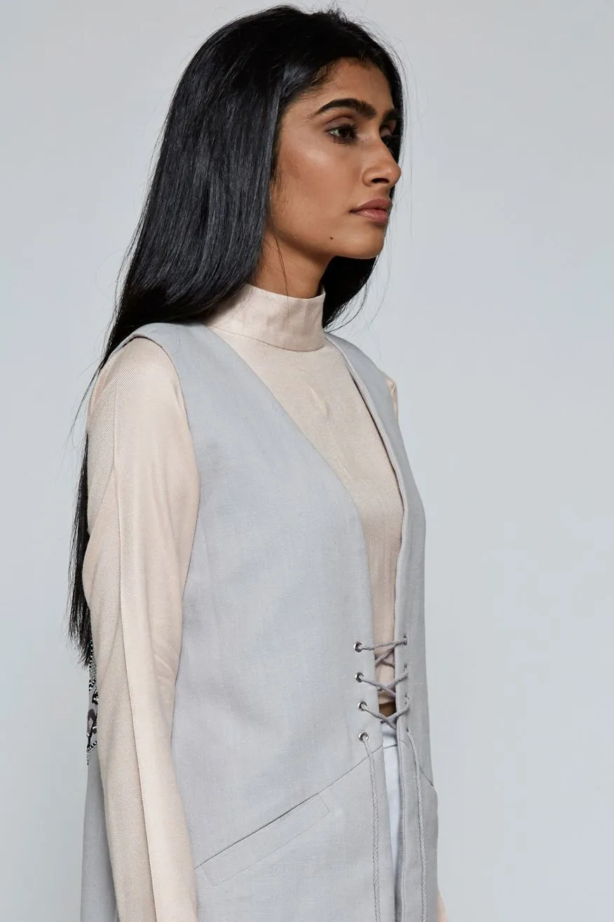 AAVA Long Hand-Embroidered Vest