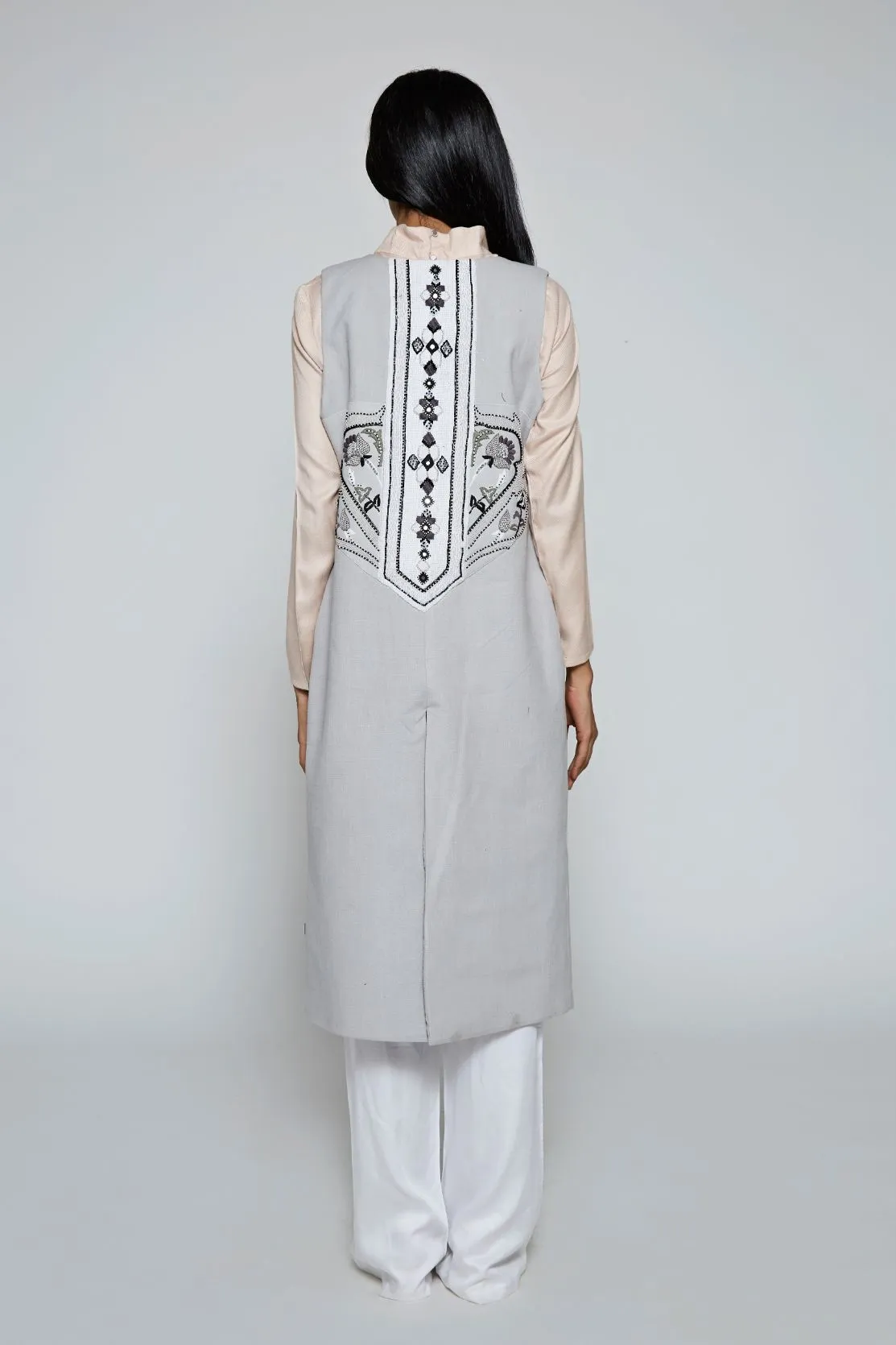 AAVA Long Hand-Embroidered Vest