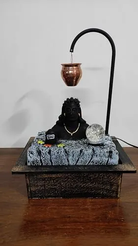 Adiyogi Water Fountain for Home, 17 inches Lord Shiva Water Fountain for Gift, Home Decor, Office Decor, Showpiece, Center Table, Side Table, Tabletop
