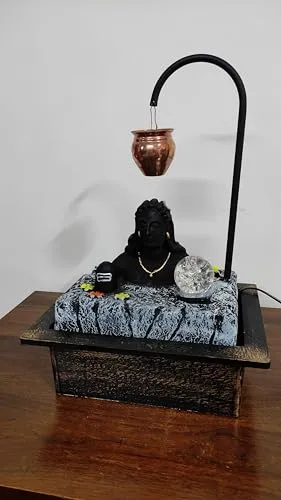 Adiyogi Water Fountain for Home, 17 inches Lord Shiva Water Fountain for Gift, Home Decor, Office Decor, Showpiece, Center Table, Side Table, Tabletop