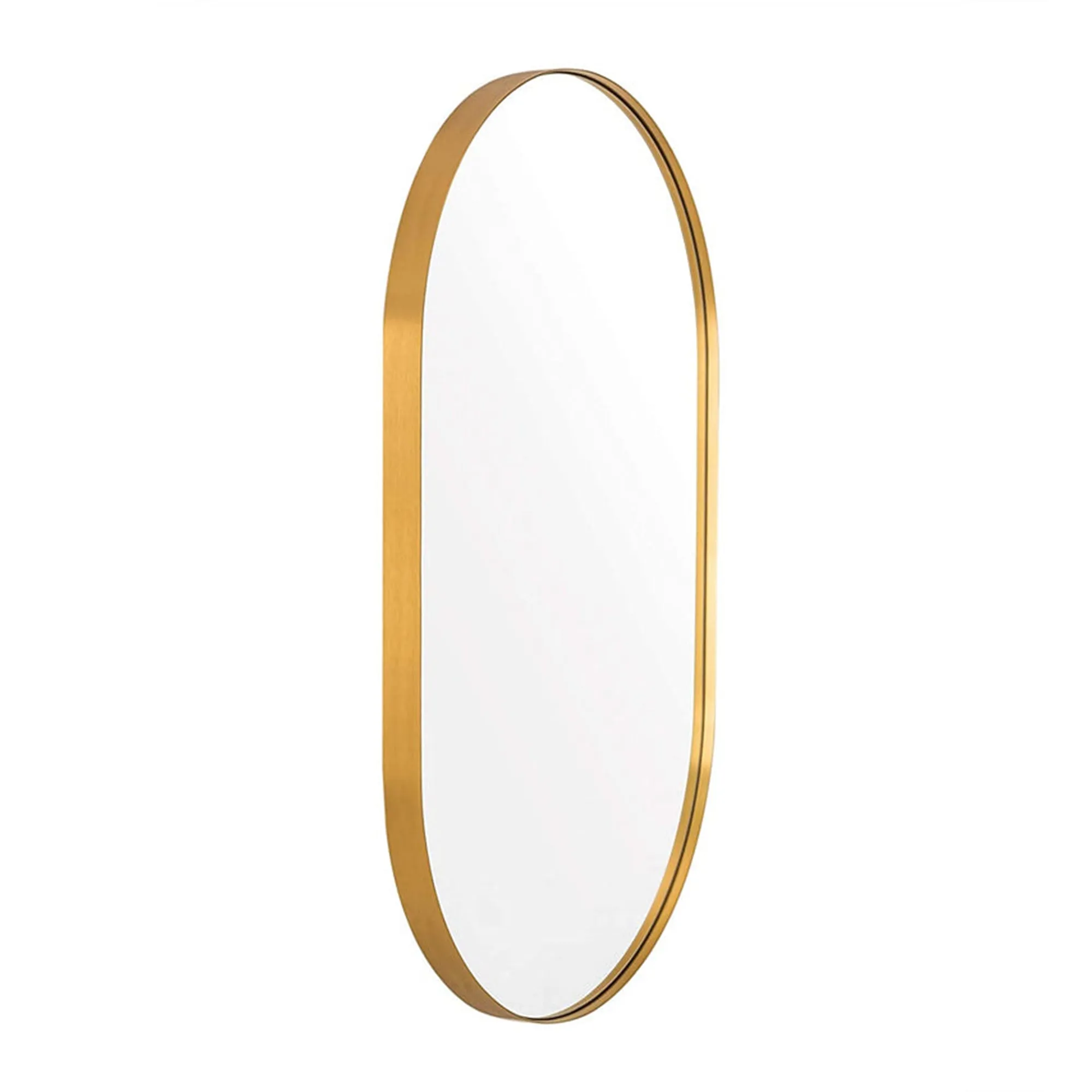 ANDY STAR Modern 20"x33" Oval Wall Hanging Bathroom Mirror, Brushed Gold (Used)