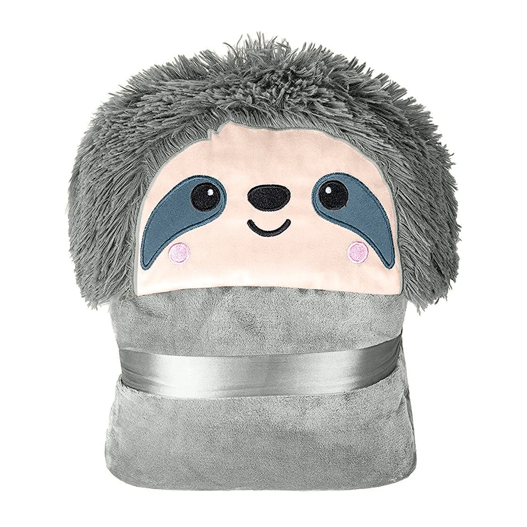 Animal Fluffy Fleece Unisex Hooded Blankets - Grey Sloth