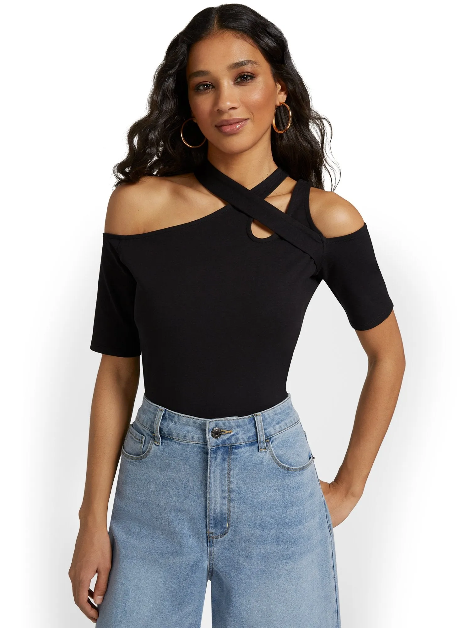 Asymmetric Cut-Out City Tee