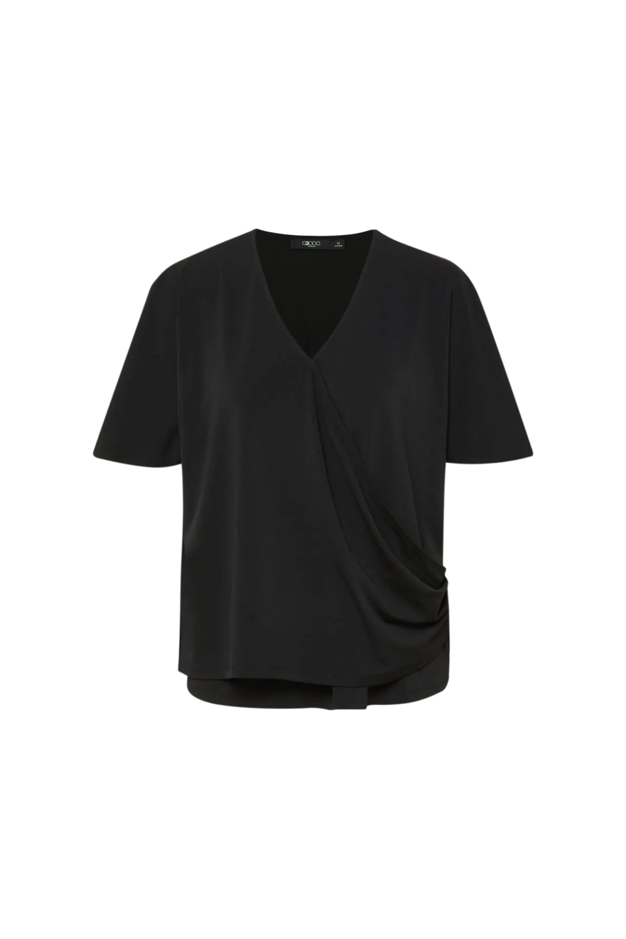 Bailey Stretchable Crepe Knit V Neck Top with Flare Sleeves