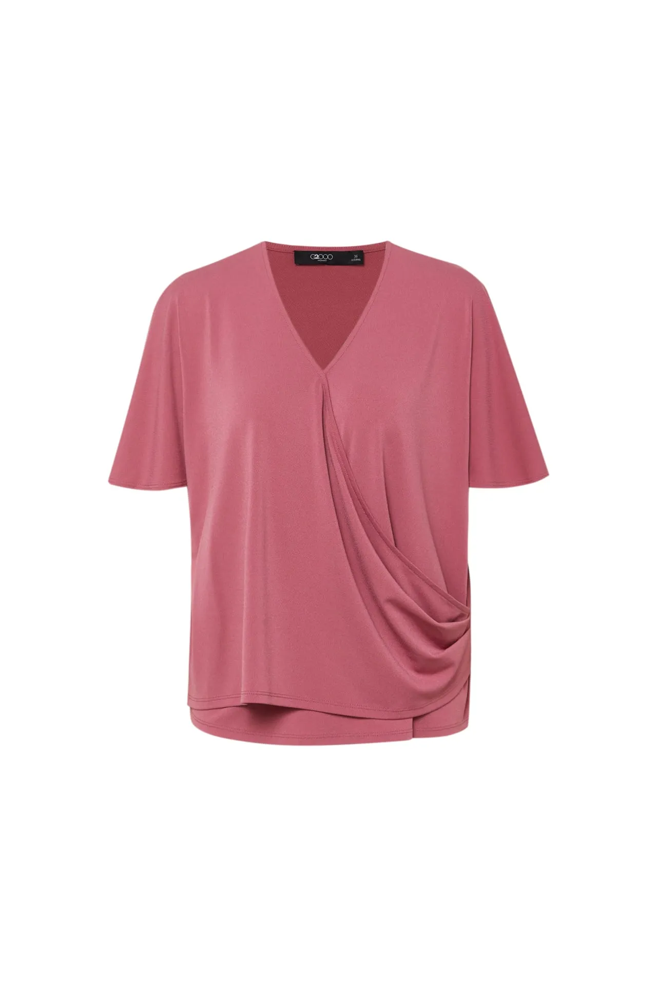 Bailey Stretchable Crepe Knit V Neck Top with Flare Sleeves