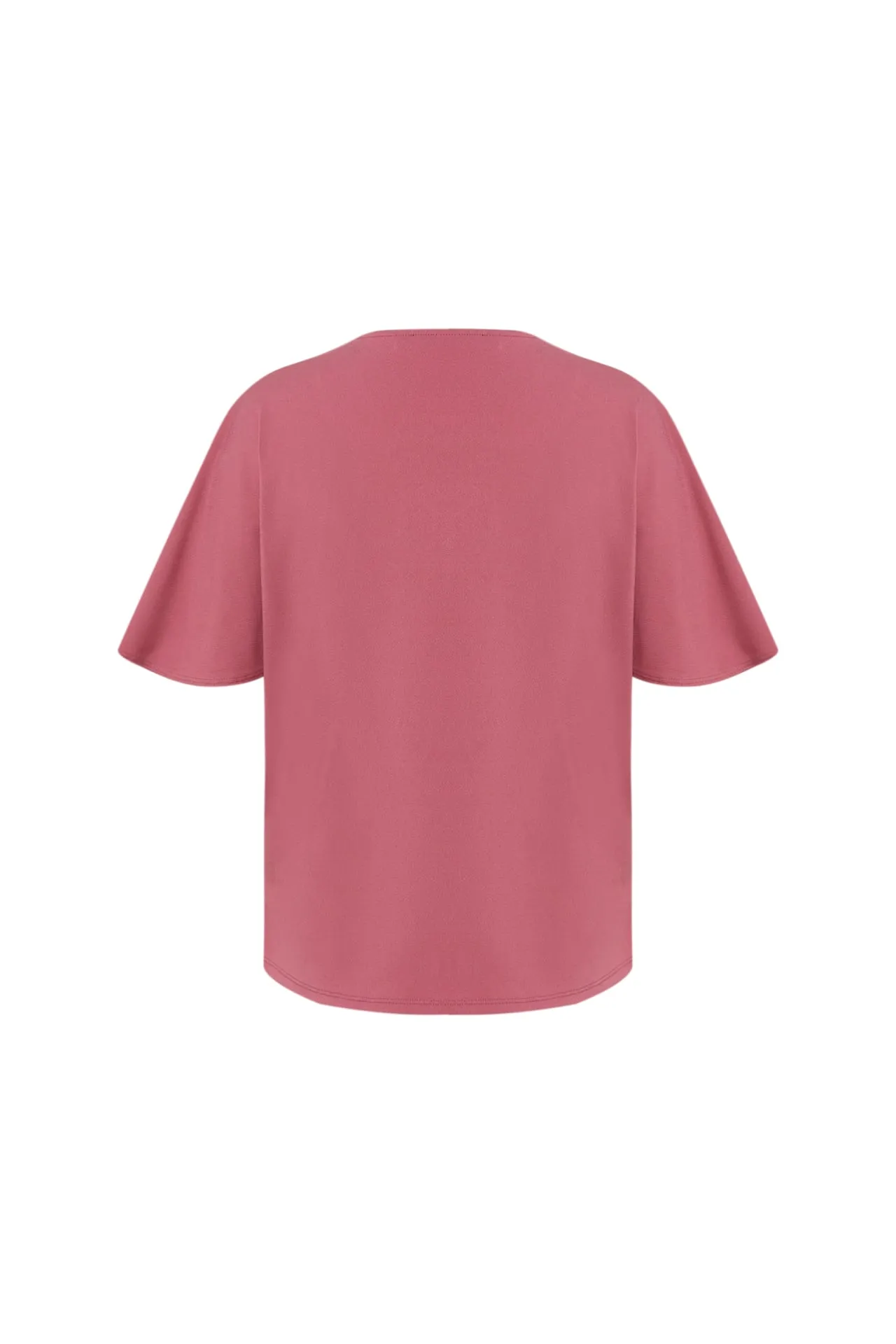 Bailey Stretchable Crepe Knit V Neck Top with Flare Sleeves