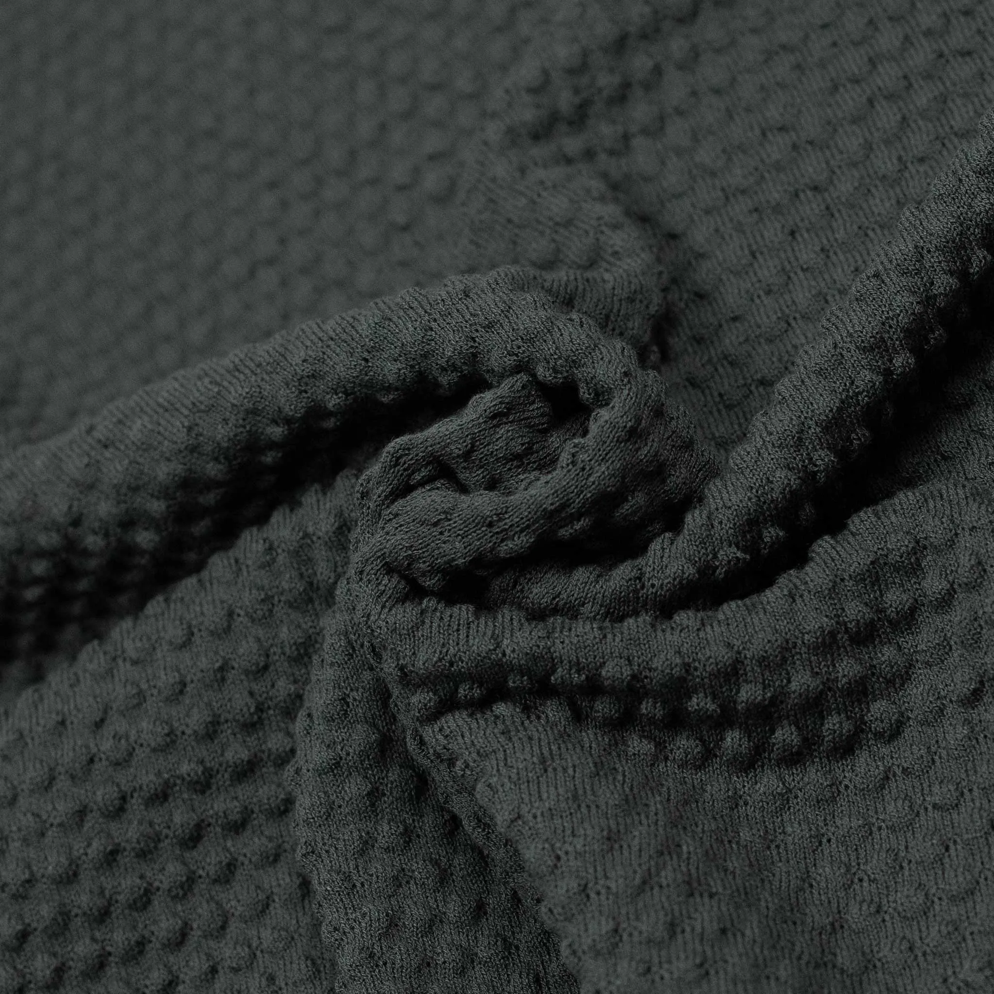 Bubble-knit short sleeve cotton polo shirt, grey