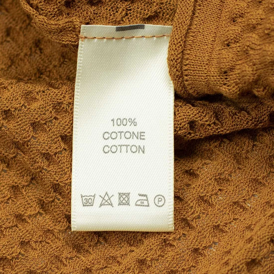 Bubble-knit short sleeve cotton polo shirt, tobacco (restock)