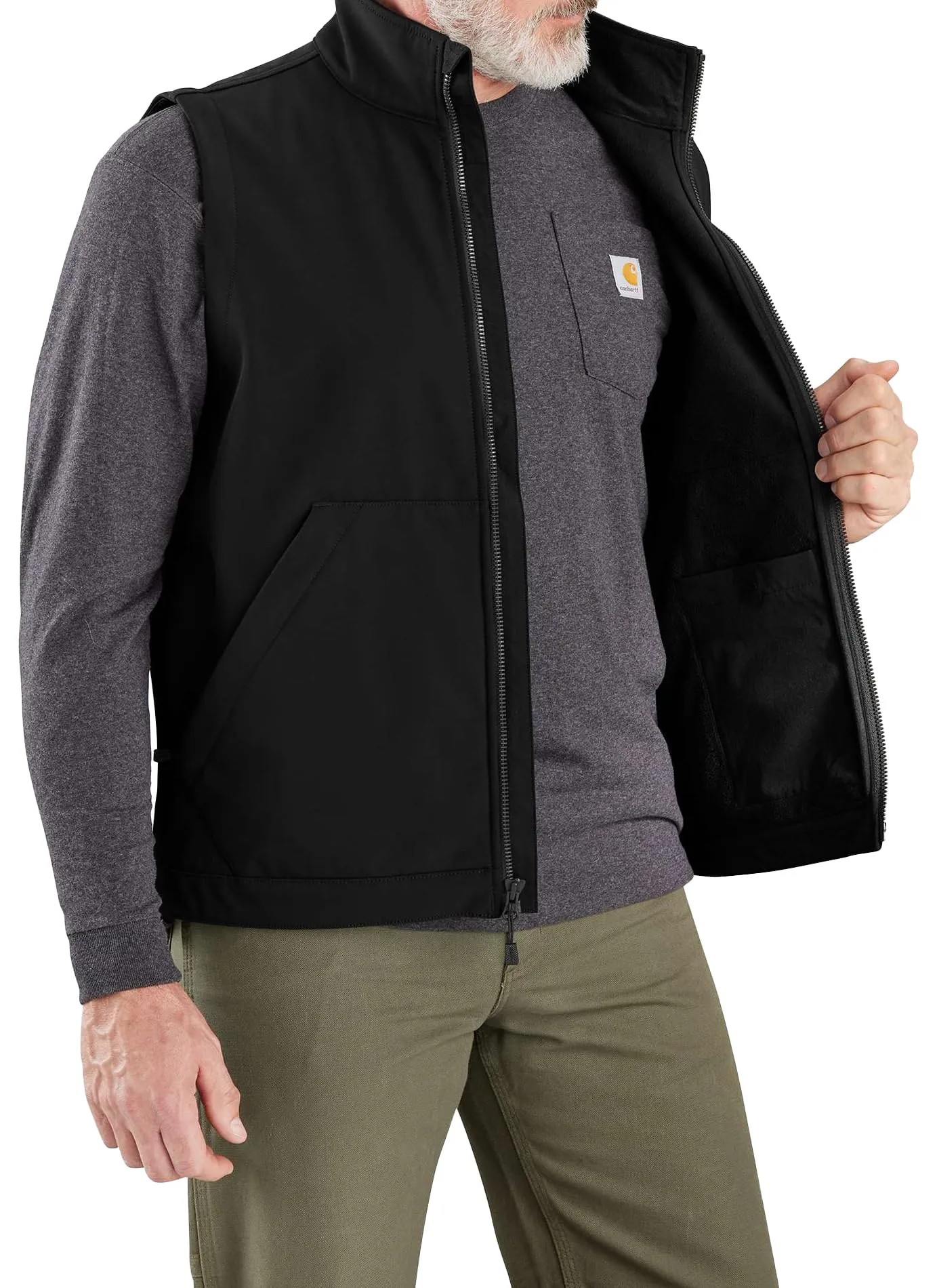 Carhartt 106439 Men's Big & Tall Rain Defender Relaxed Fit Softshell Vest, Black