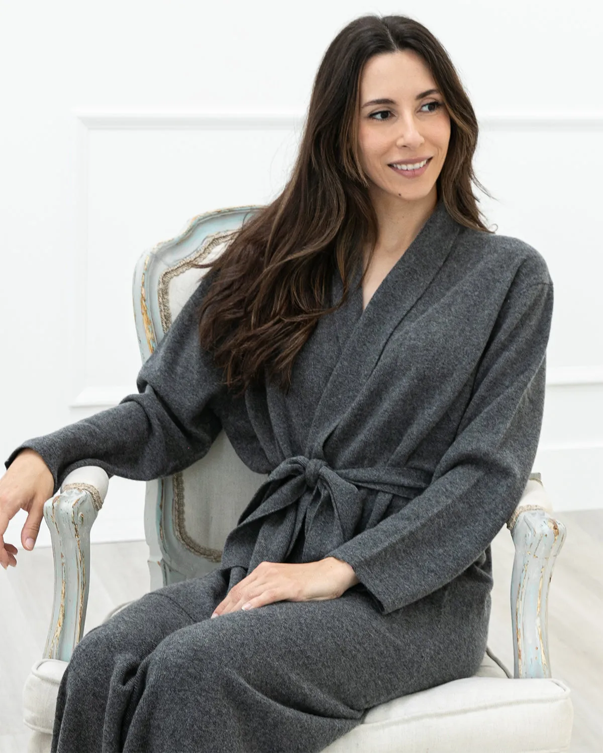 Cashmere Robe Charcoal