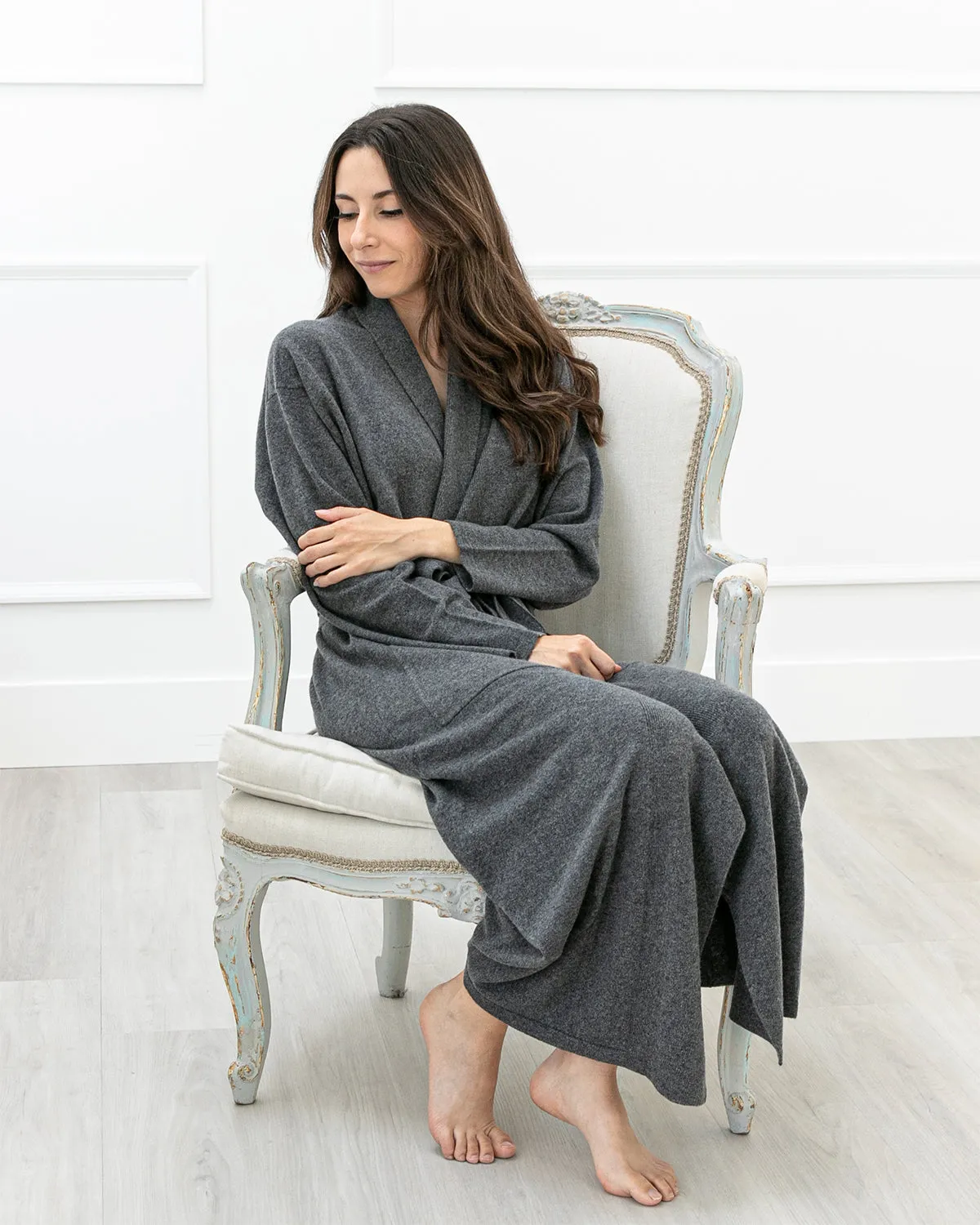 Cashmere Robe Charcoal