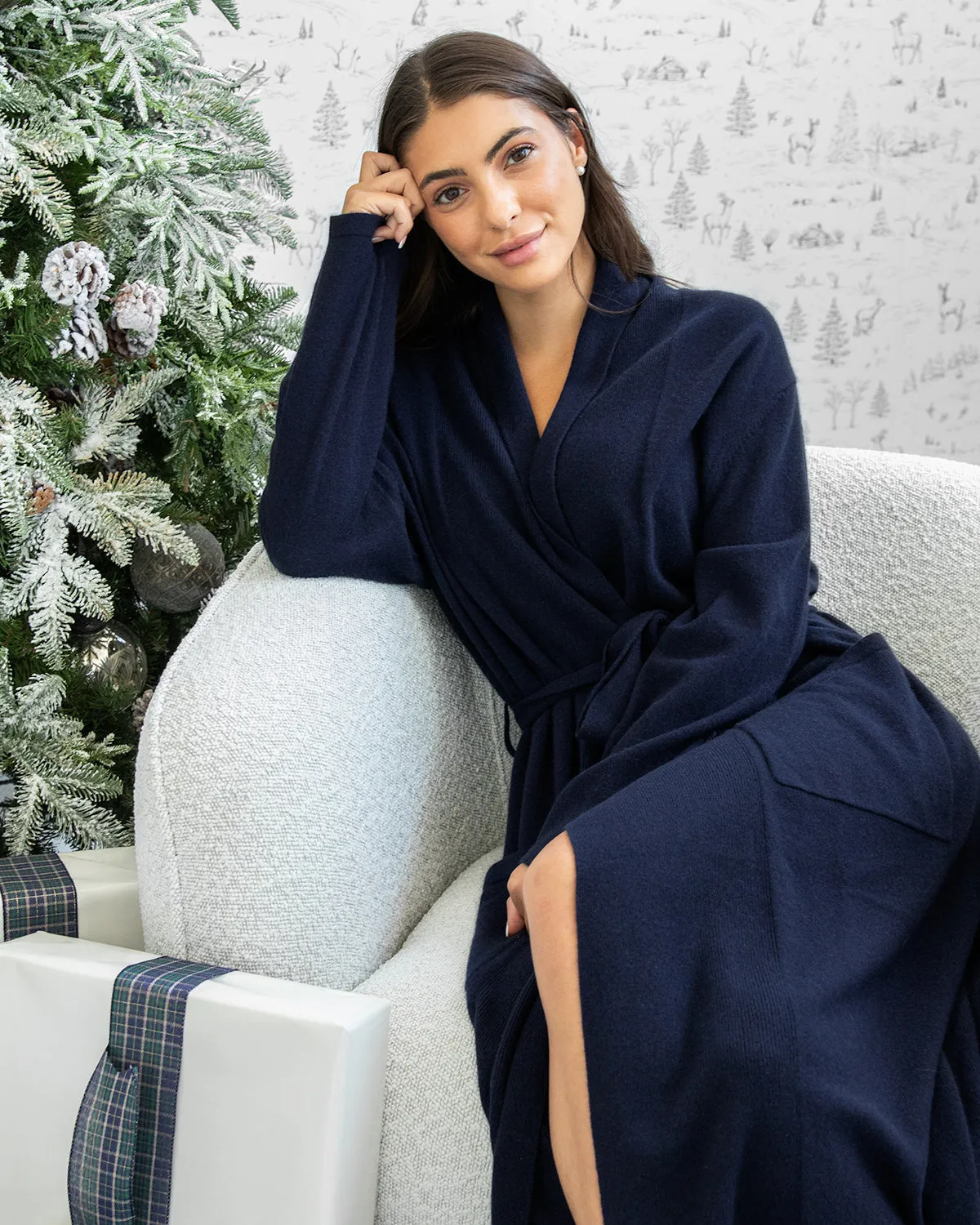 Cashmere Robe Navy