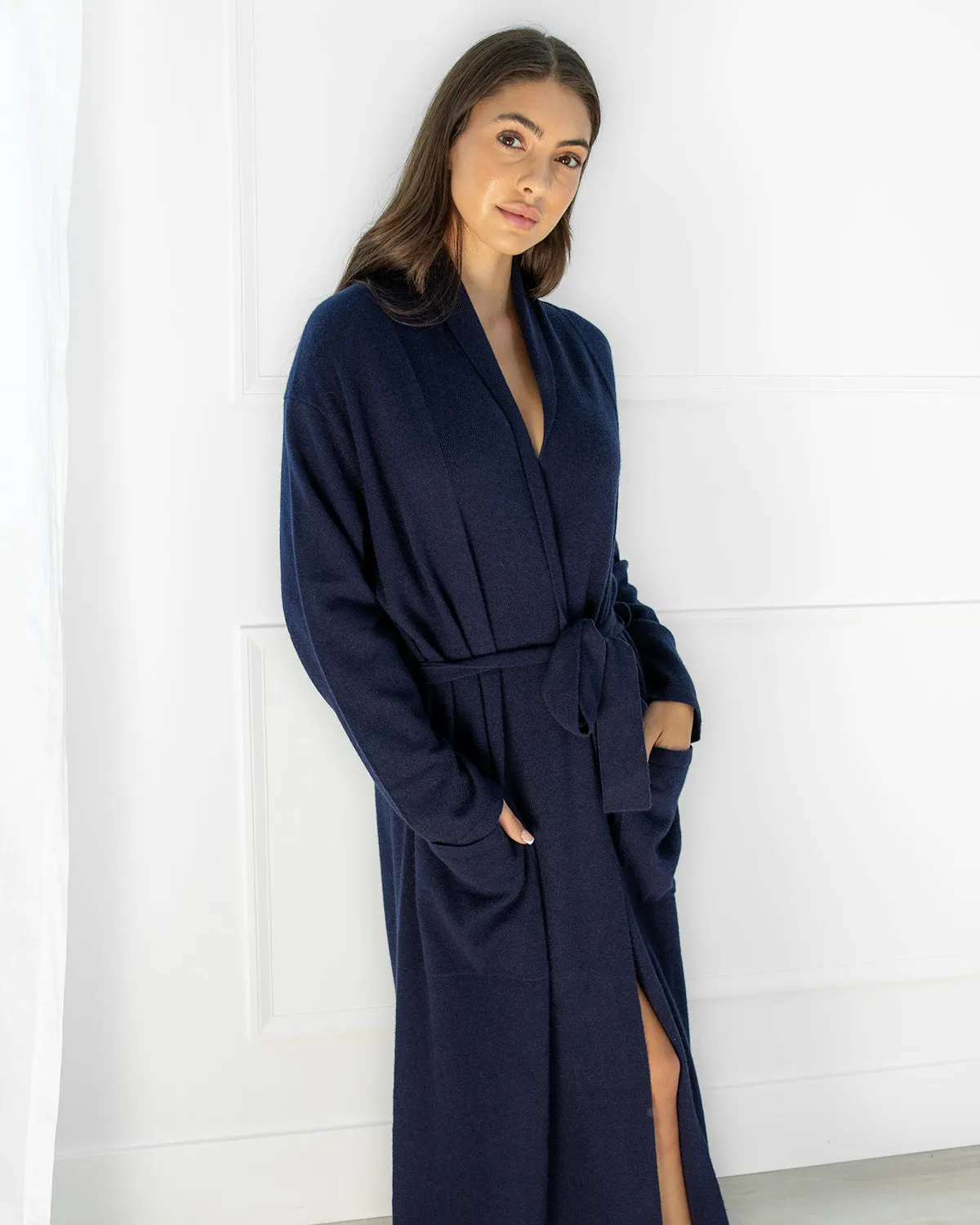 Cashmere Robe Navy