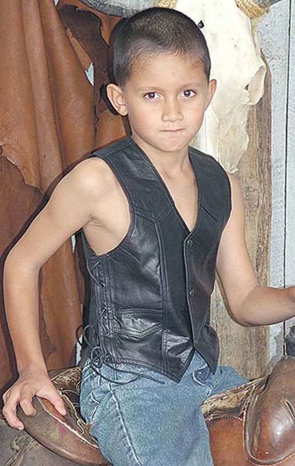 Childrens Side Lace Leather Vest #KV473LK ()