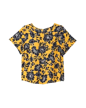 Claire Pleat Back Blouse | Yellow / Navy