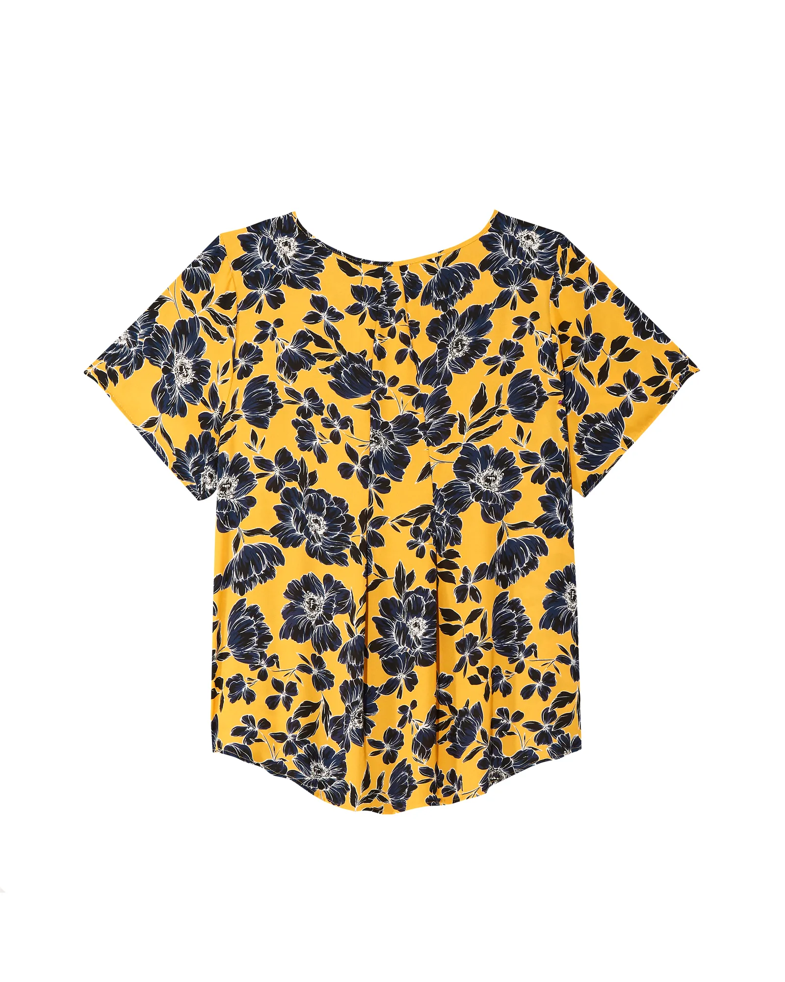 Claire Pleat Back Blouse | Yellow / Navy