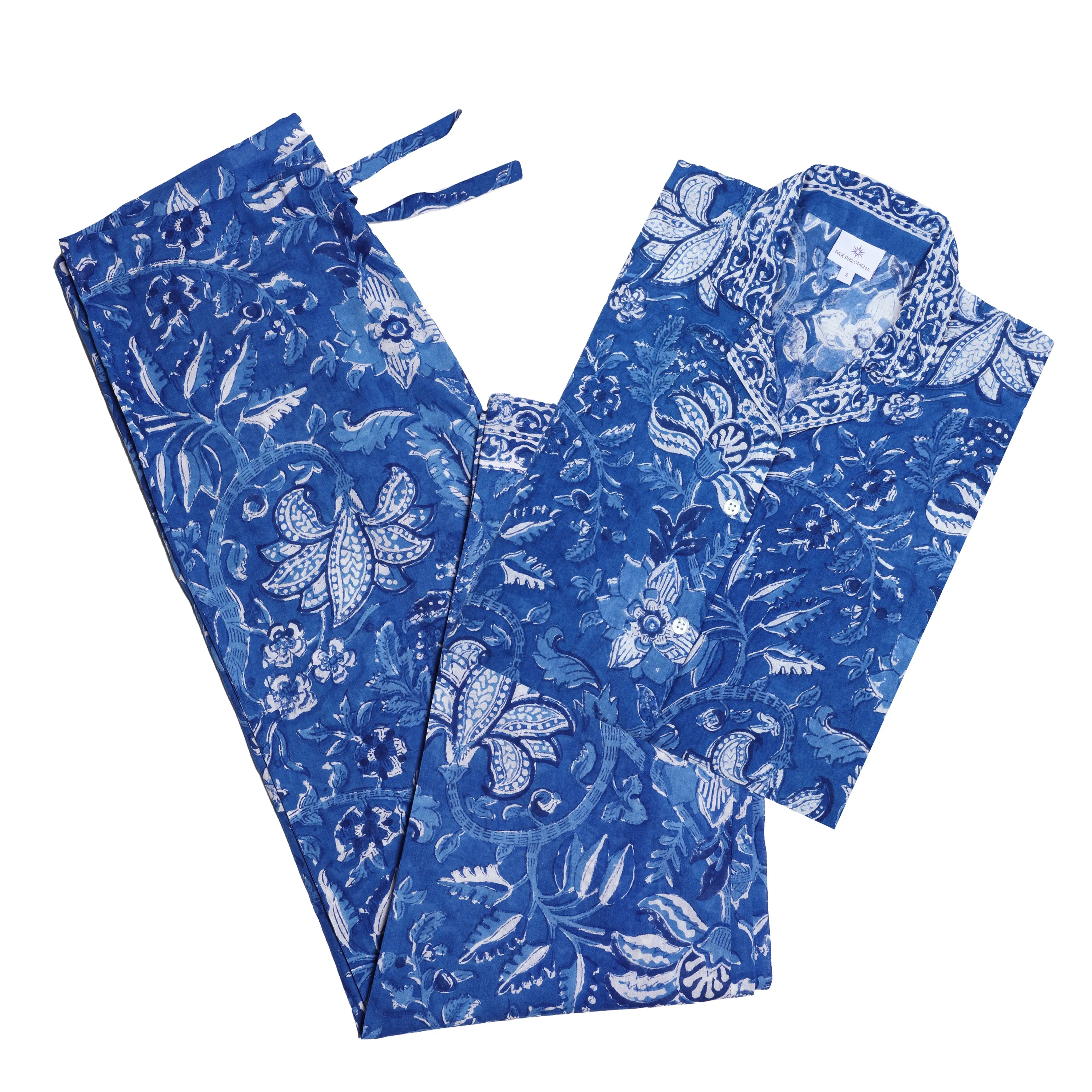 Delfina Blue Cotton Pajama Long Sleeve FINAL SALE XXL only
