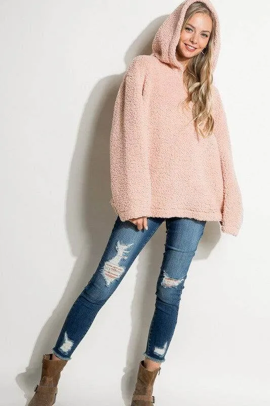 E Luna Fuzzy Faux Fur Oversized Sweatshirt