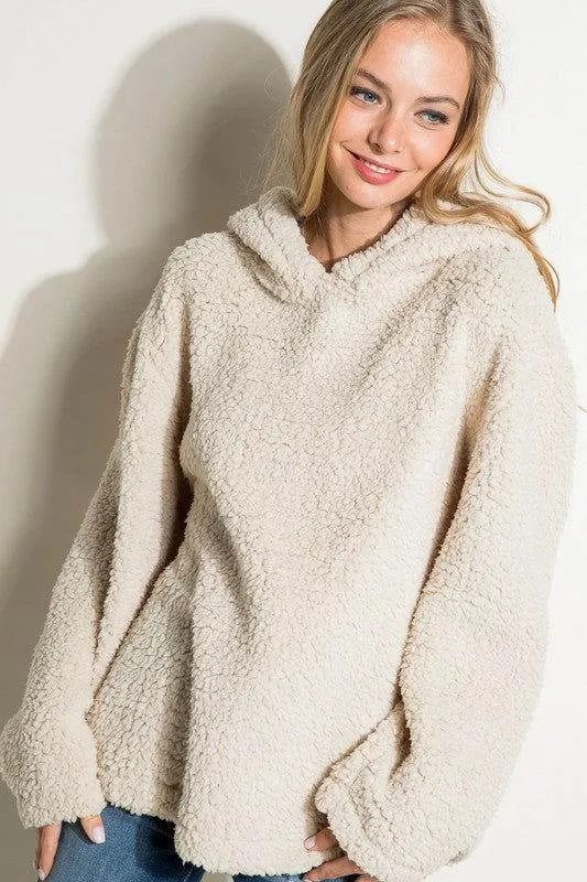 E Luna Fuzzy Faux Fur Oversized Sweatshirt
