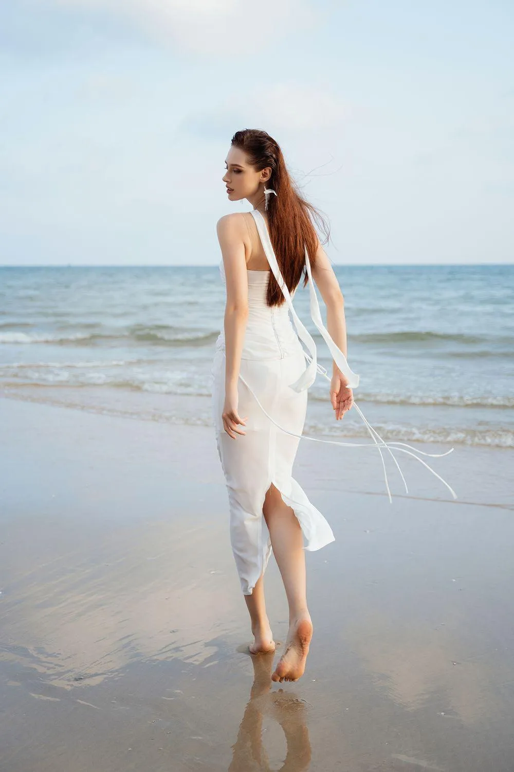 Falvia Bodycon Gathered Silk Chiffon Top