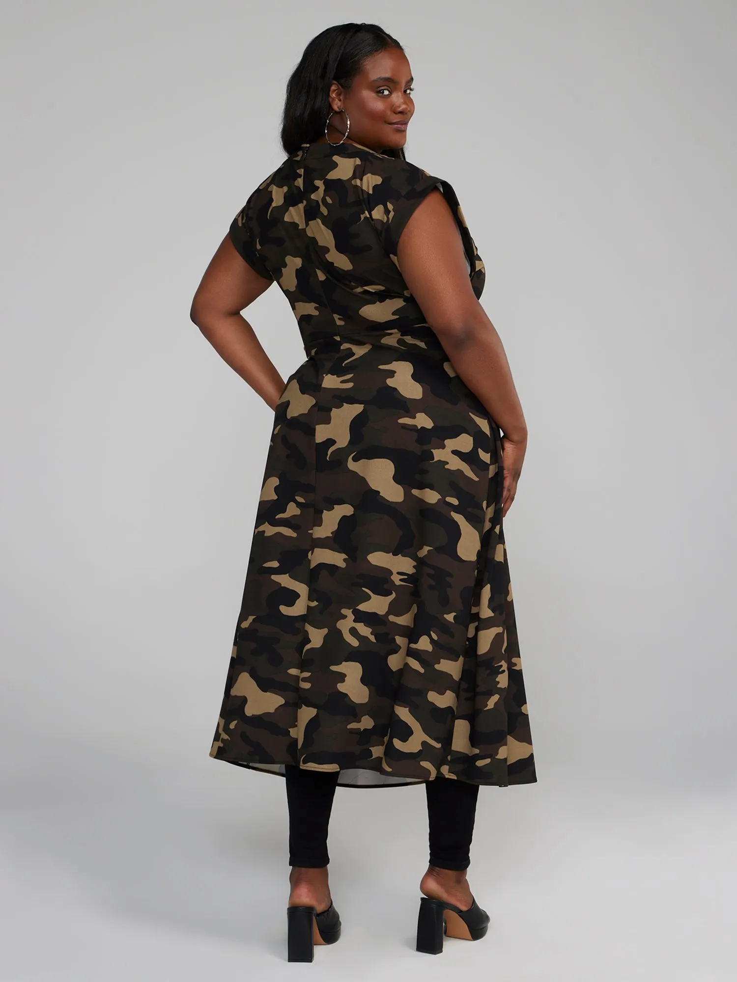 Fashion To Figure - Split Front Camo Tunic Top