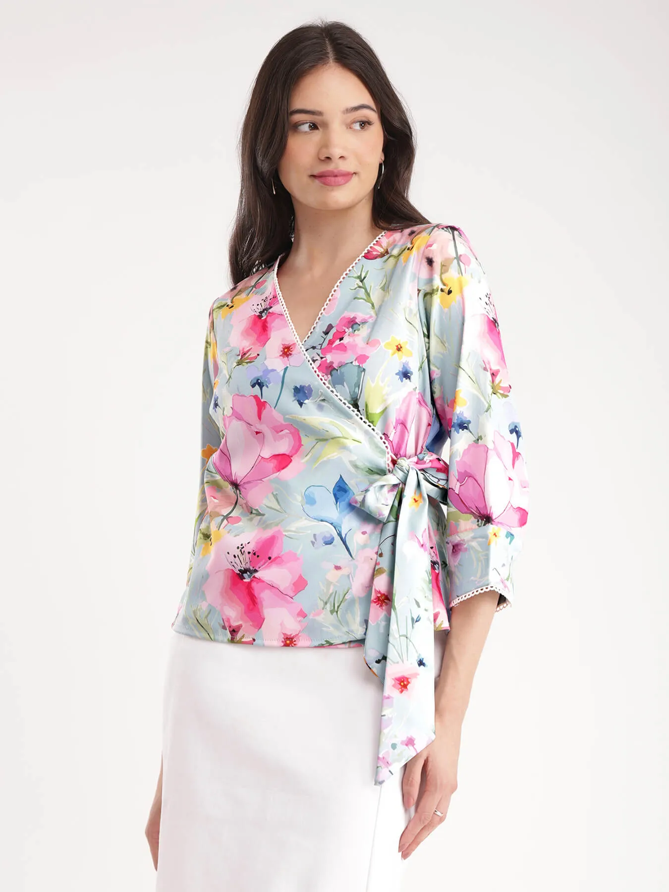 Floral Wrap Top - Multicolour