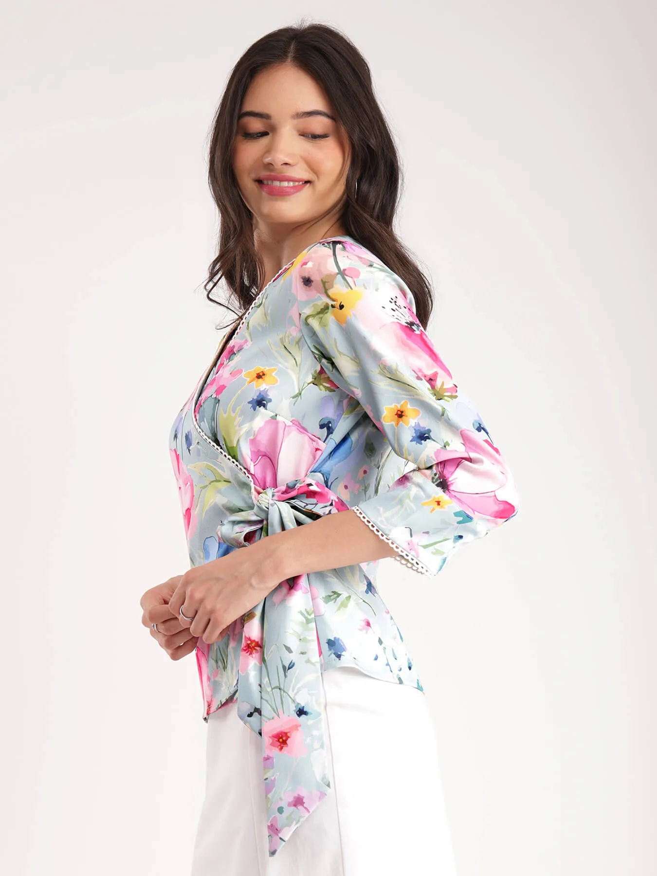 Floral Wrap Top - Multicolour