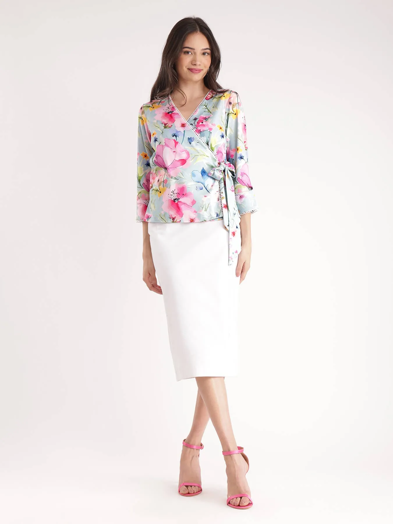 Floral Wrap Top - Multicolour