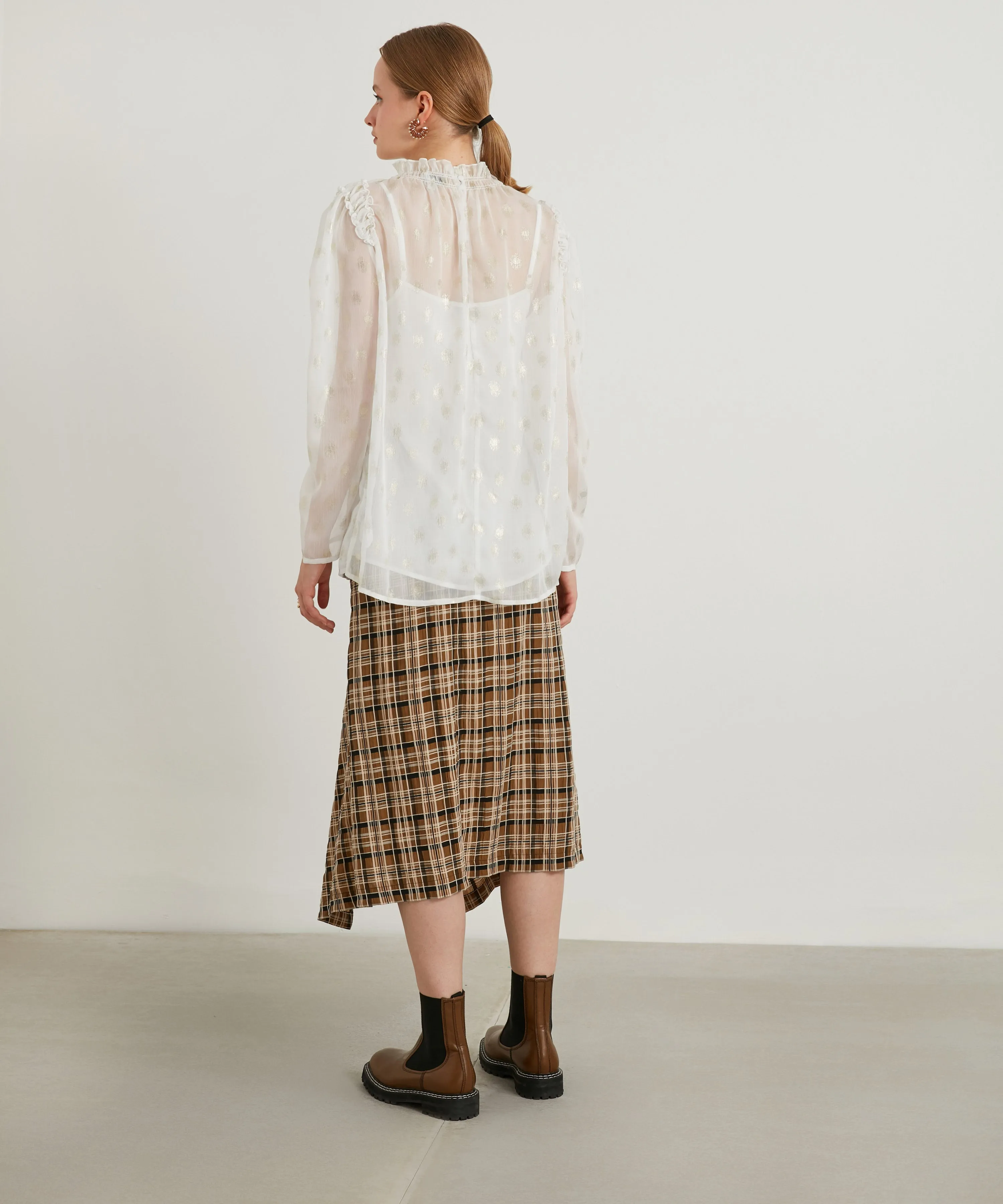 Ipekyol Plaid Pattern Asymmetrical Skirt Brown
