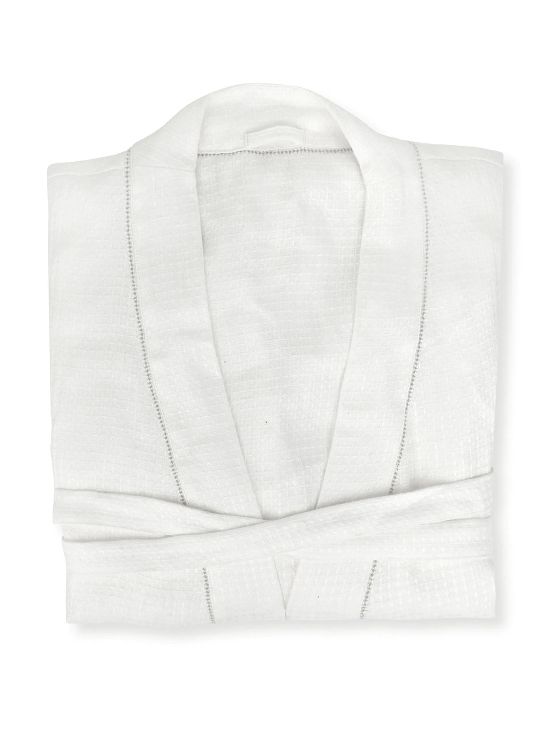 Ivory white waffle Liège robe with monogramming