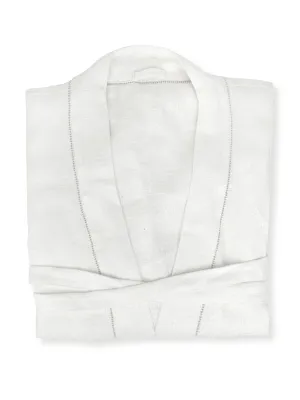 Ivory white waffle Liège robe with monogramming