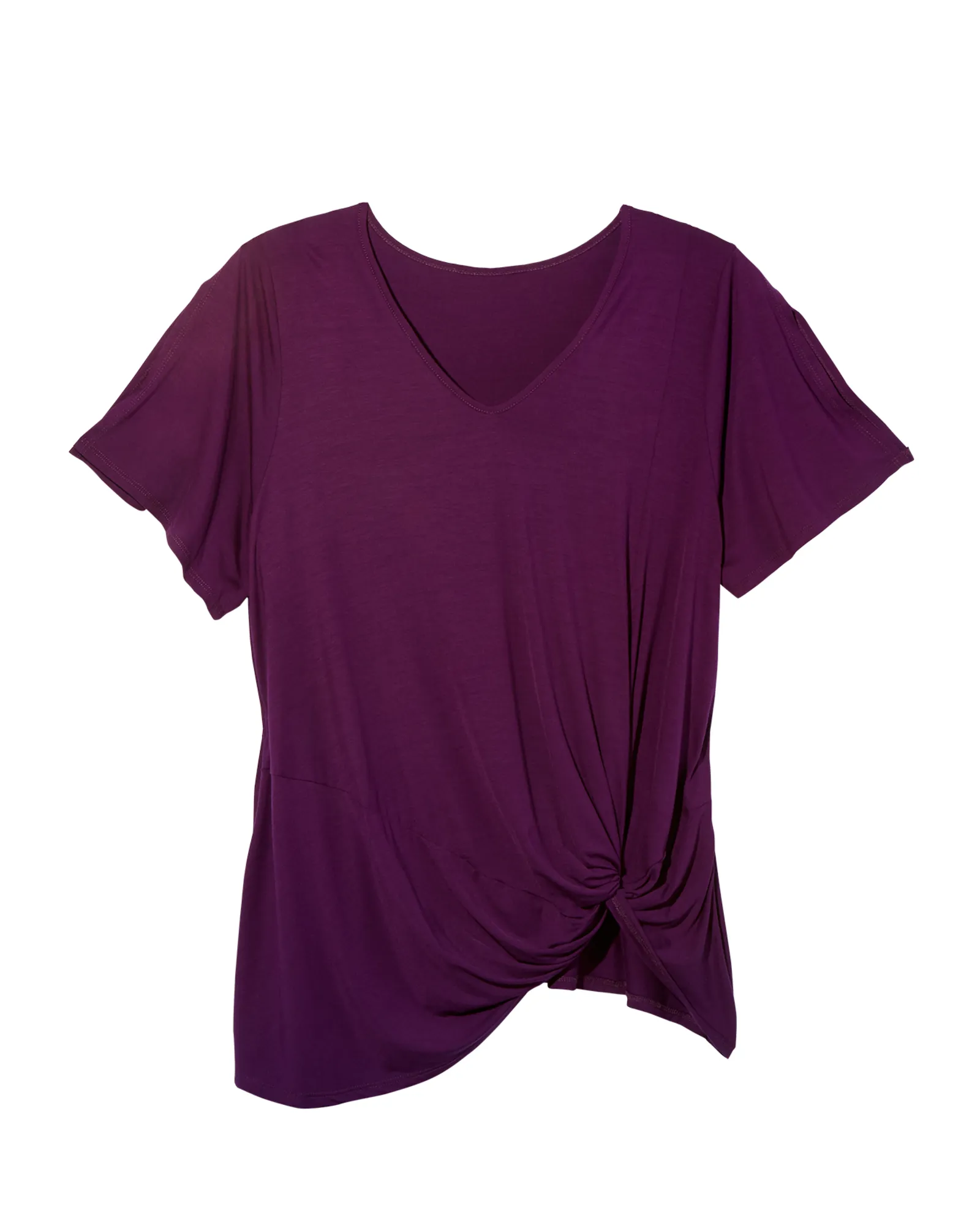 Jasmine Knotted VNeck Tee | Purple
