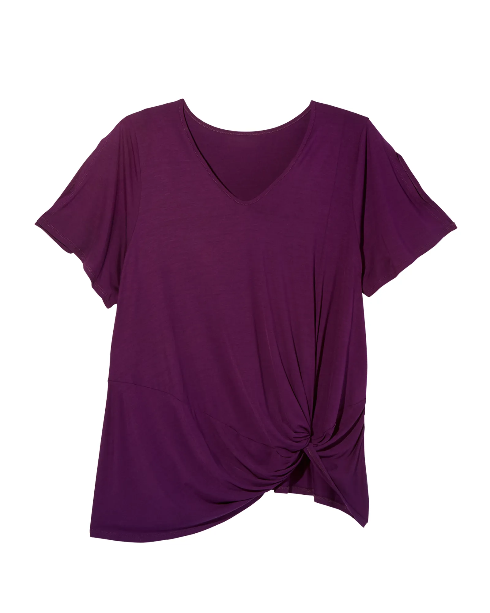 Jasmine Knotted VNeck Tee | Purple