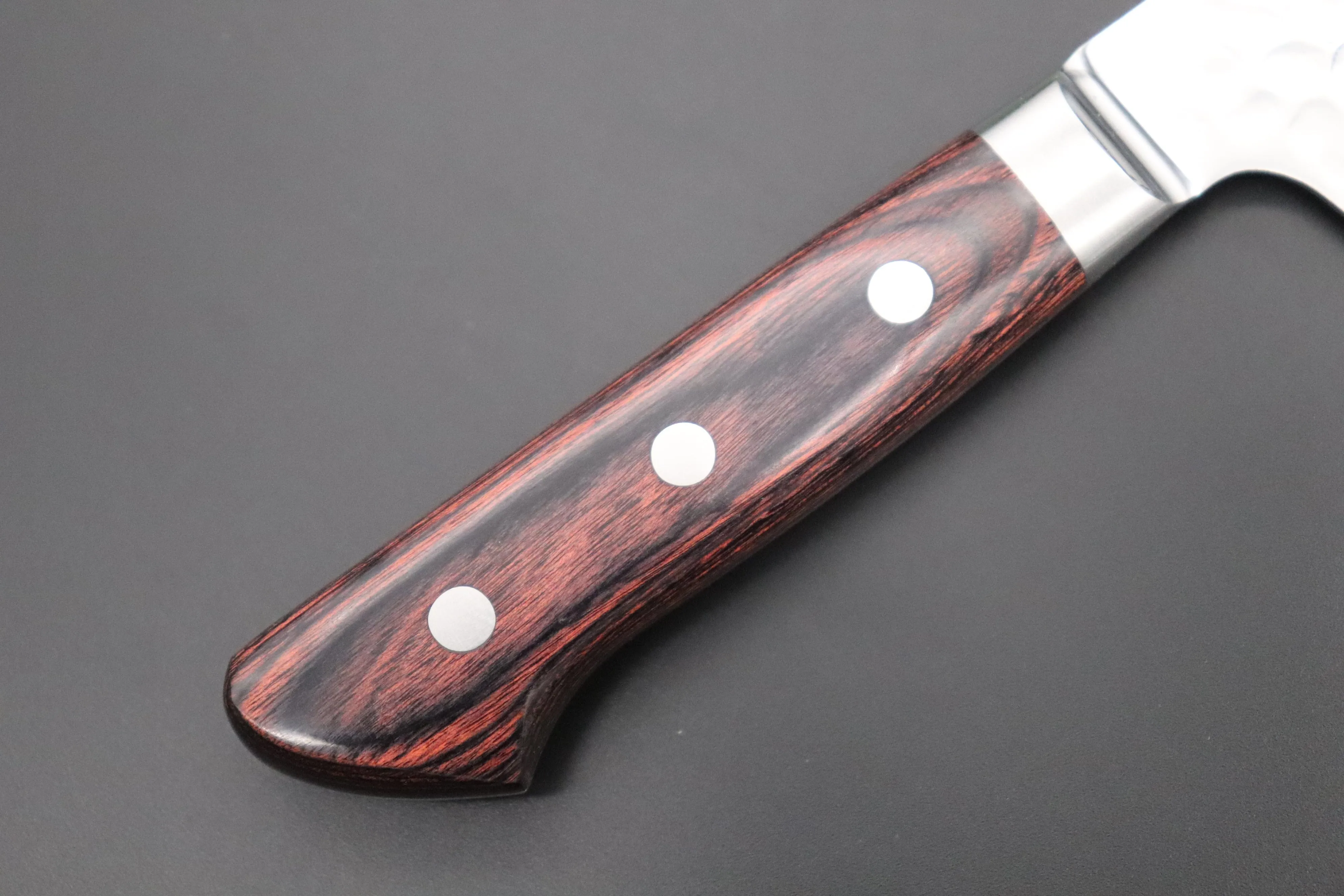 JCK Natures 金雲 Golden Clouds Series GC-2 AUS10 Tsuchime Hammered Bunka (Kiritsuke) 190mm (7.4 inch, Golden-brown Color of the Mahogany Pakka wood Handle)