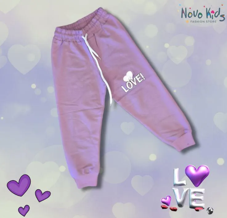 Love Kids Girls High-Quality Cotton Set in Purple & White - Kids Girls (2PCs)