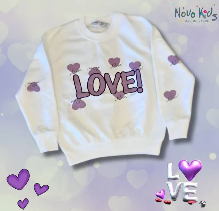 Love Kids Girls High-Quality Cotton Set in Purple & White - Kids Girls (2PCs)