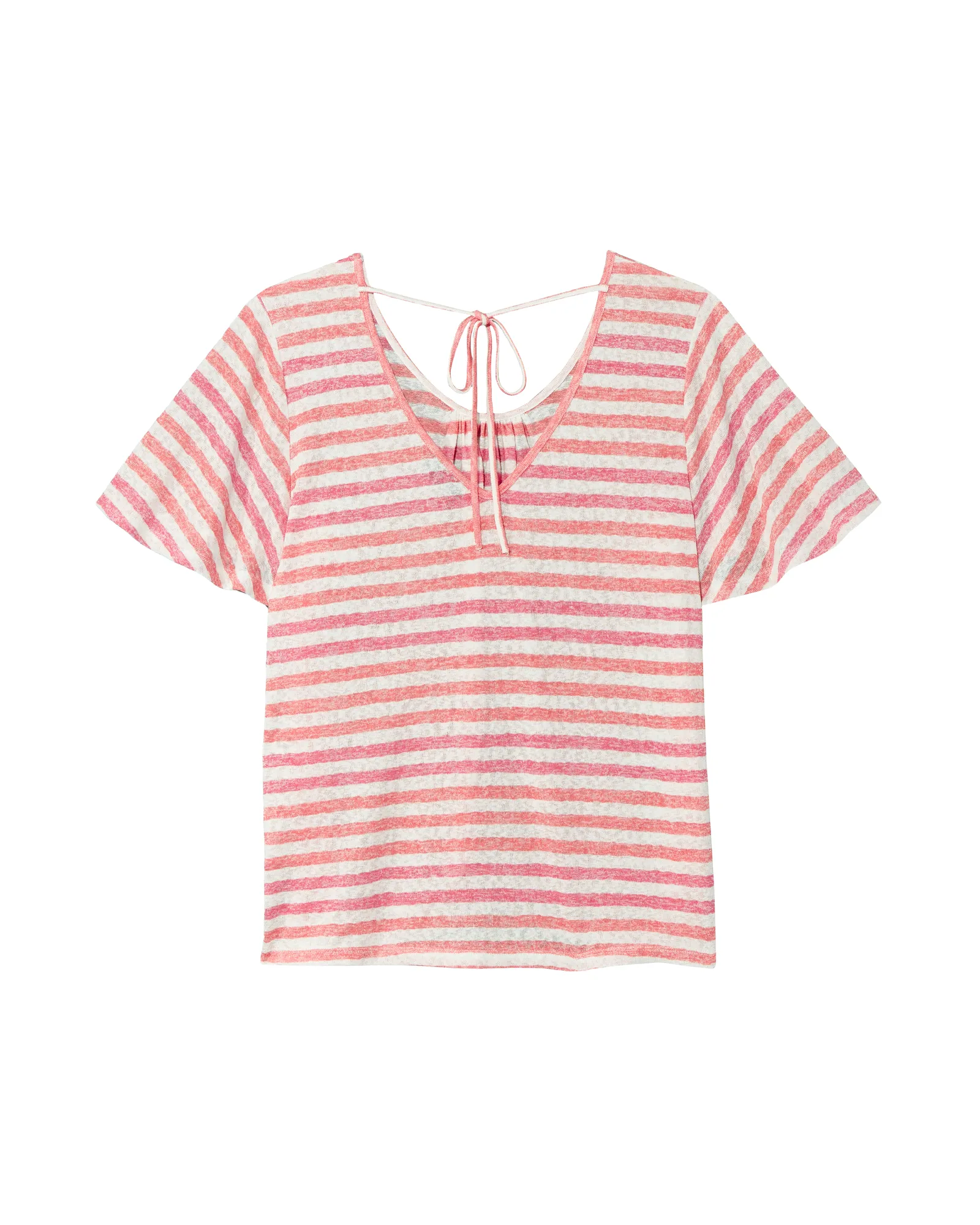 Luria Flutter Sleeve Swing Top | Ivory / Coral
