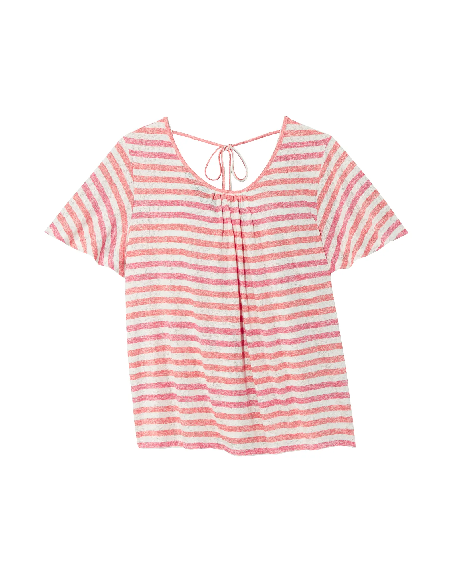 Luria Flutter Sleeve Swing Top | Ivory / Coral
