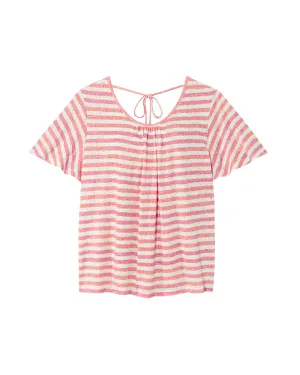 Luria Flutter Sleeve Swing Top | Ivory / Coral