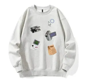 Metaversmall High Street Chicly Printing Casual Women Hoodies Classic O-neck Simple Loose 2-colors Fashion Pullover Top Female Hoodies