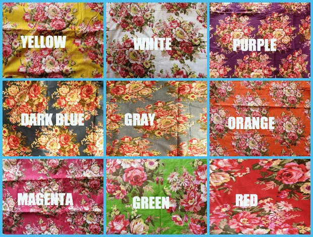 Mismatched Rosy Red Posy Patterned Bridesmaids Robes in Jewel Tones