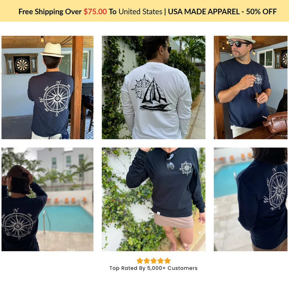 Nautical Sailing Long Sleeve Light Shirt (w/ Free Necklace)