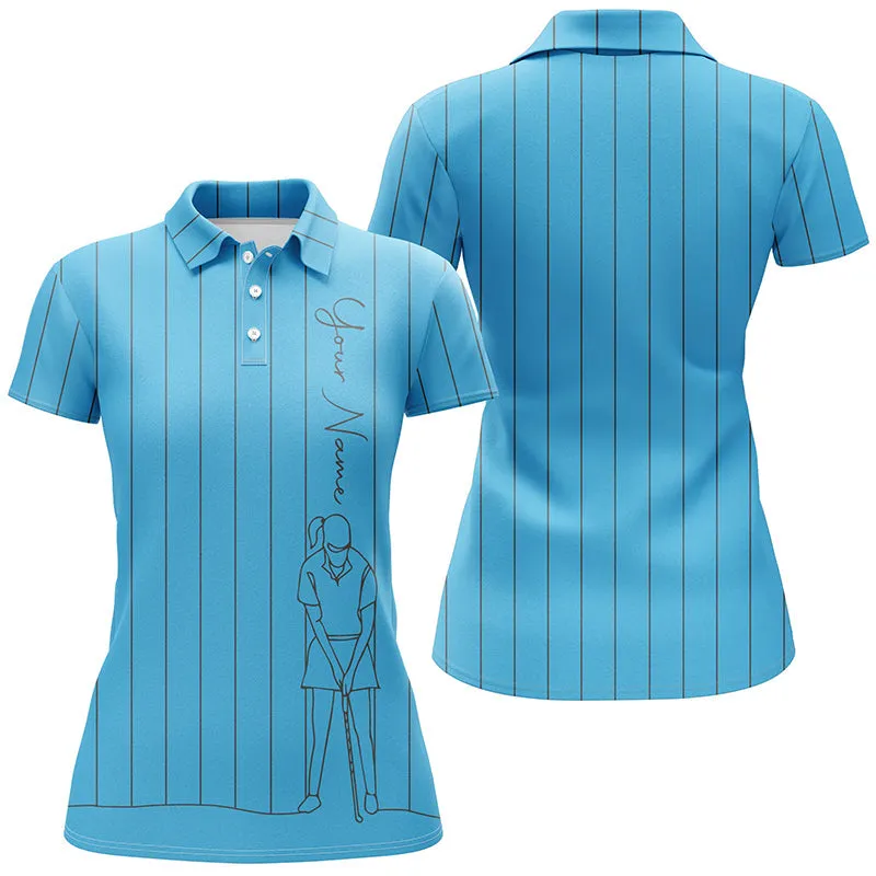Personalized Golf Line Polo Shirts For Women Custom Name Golf Tops Women, Golf Gifts For Girl Multicolor
