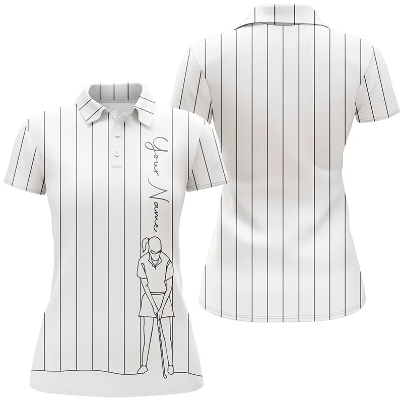 Personalized Golf Line Polo Shirts For Women Custom Name Golf Tops Women, Golf Gifts For Girl Multicolor