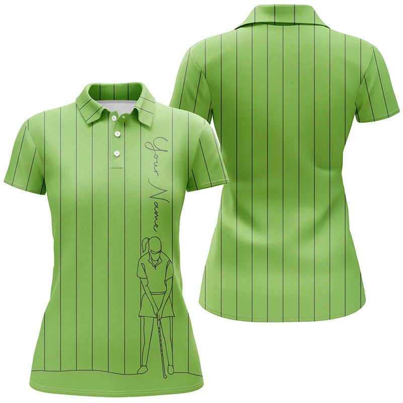 Personalized Golf Line Polo Shirts For Women Custom Name Golf Tops Women, Golf Gifts For Girl Multicolor
